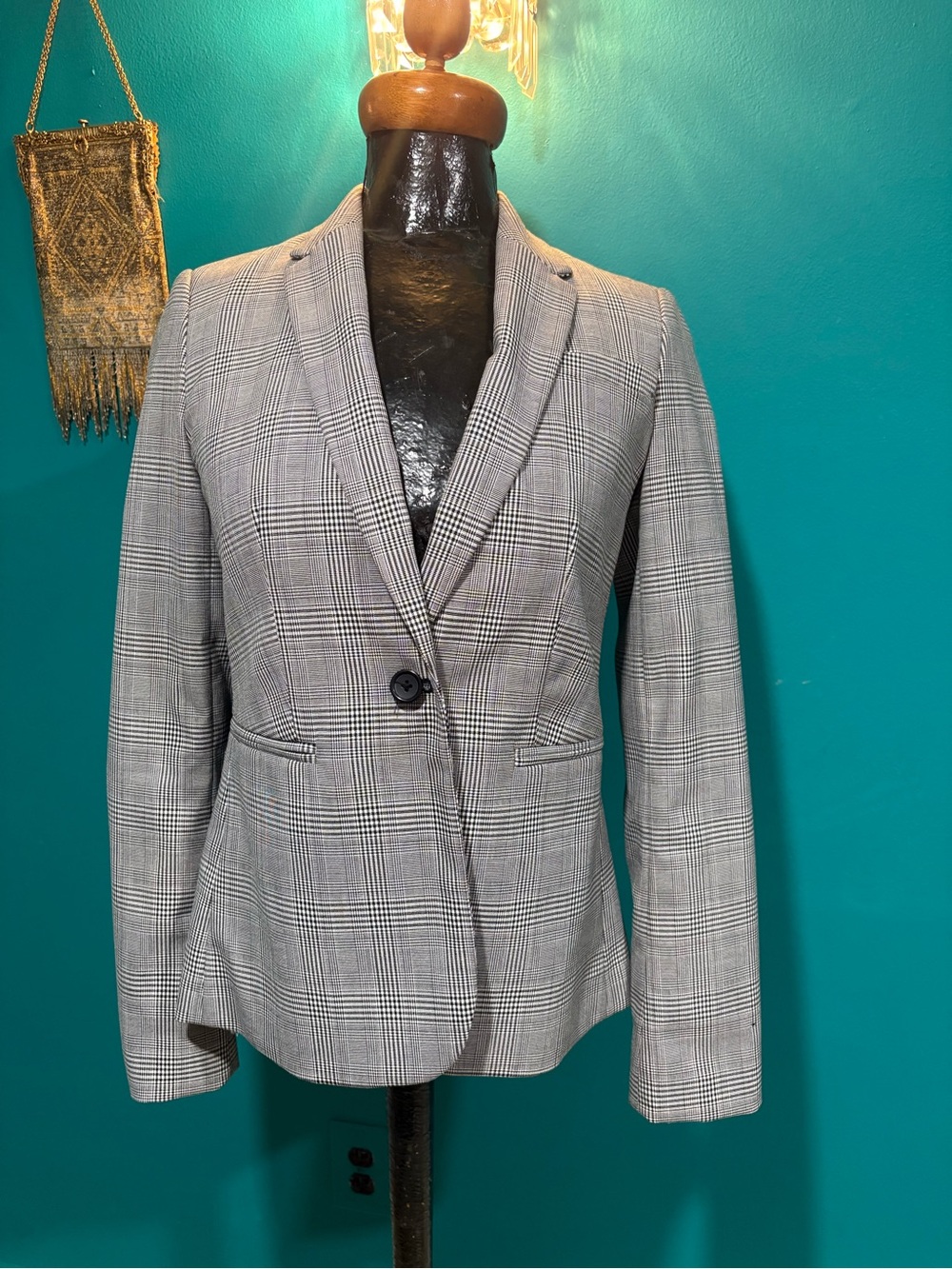 Banana Republic Classic Gray Glen Plaid Women's Blazer